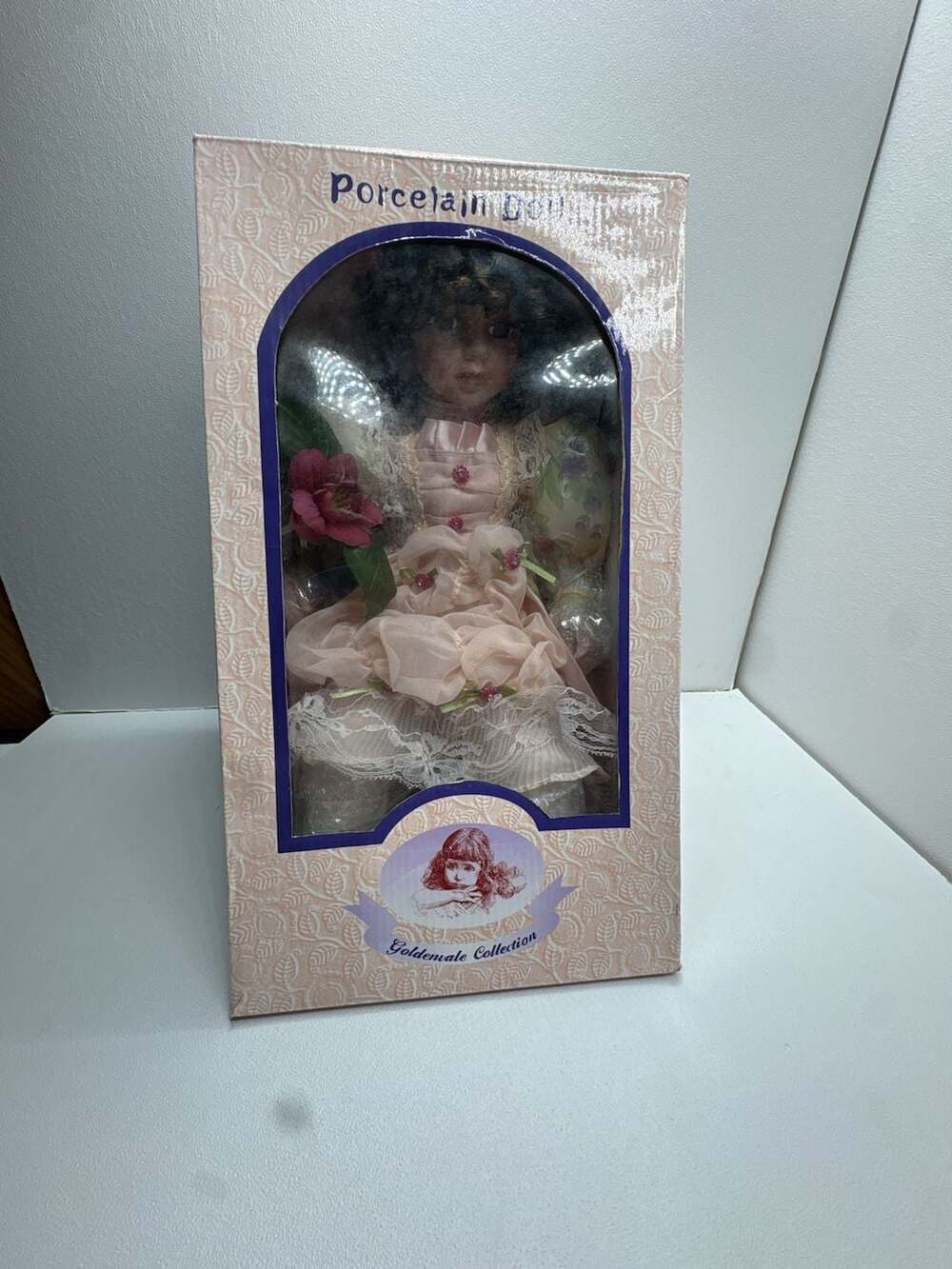 Goldenvale Collection Porcelain Doll in Pink Dress with Flower